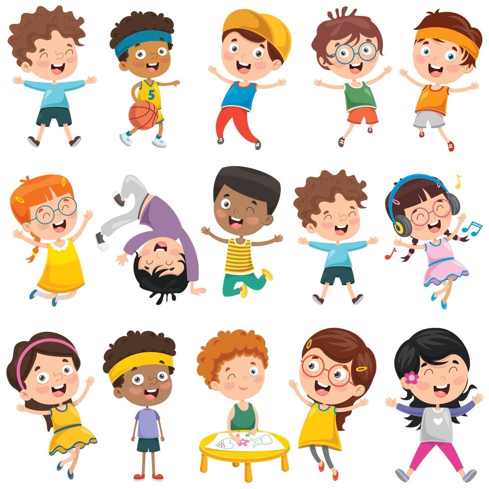 Collection Of Little Cartoon Children vector