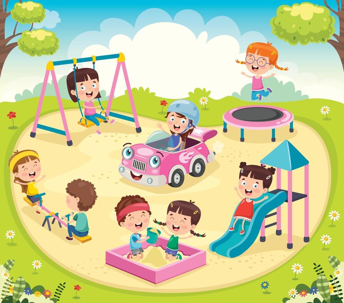 Children Playing In The Park vector