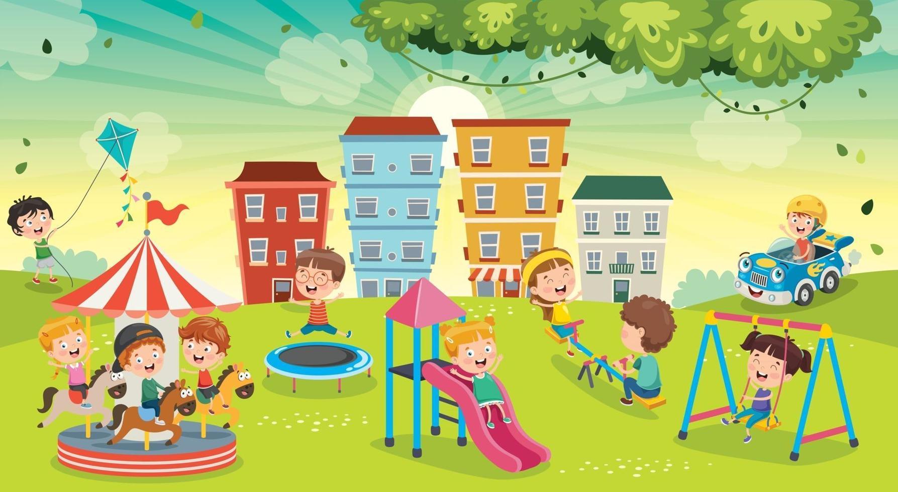 Children Playing In The Park vector