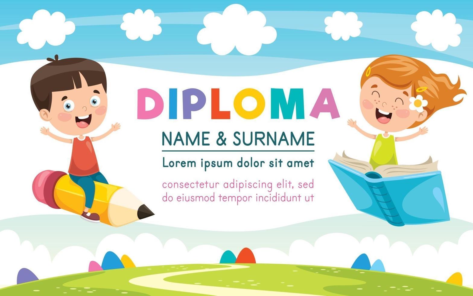Diploma Certificate Template Design For Children Education 2822940
