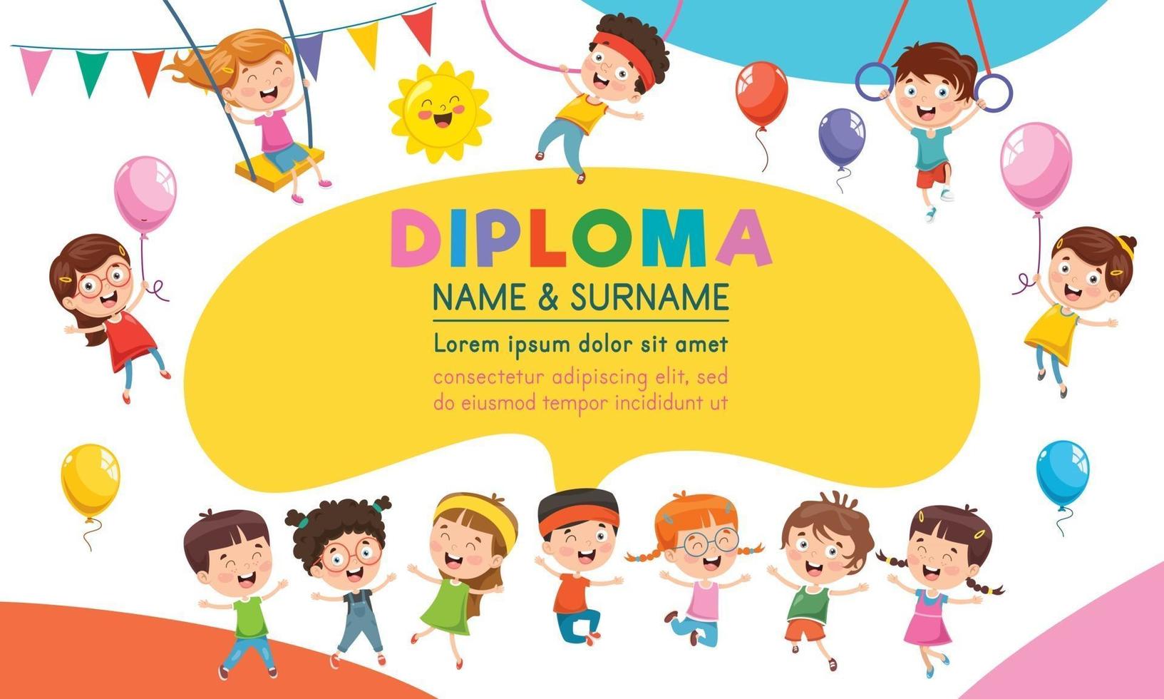 Diploma Certificate Template Design For Children Education vector