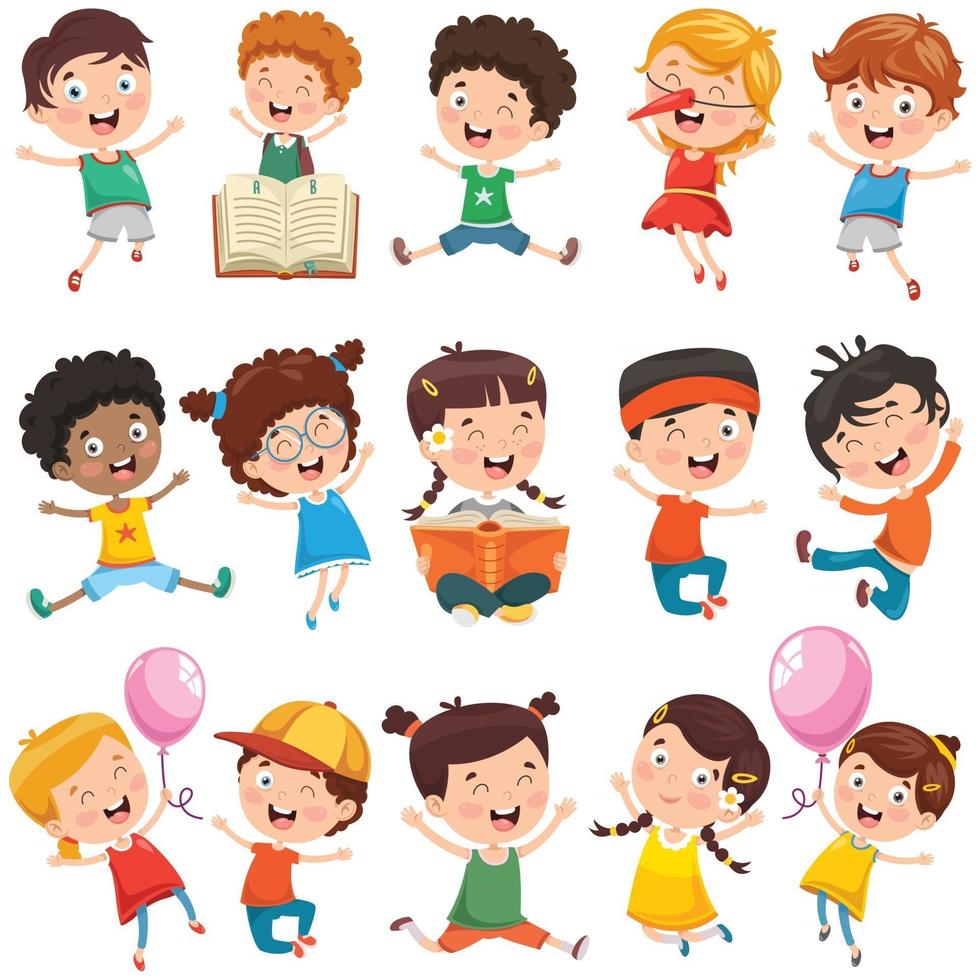 Collection Of Little Cartoon Children vector