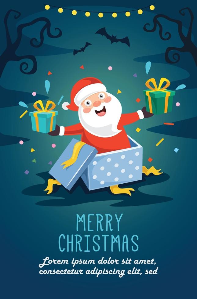 Christmas Greeting Card Design With Cartoon Characters vector