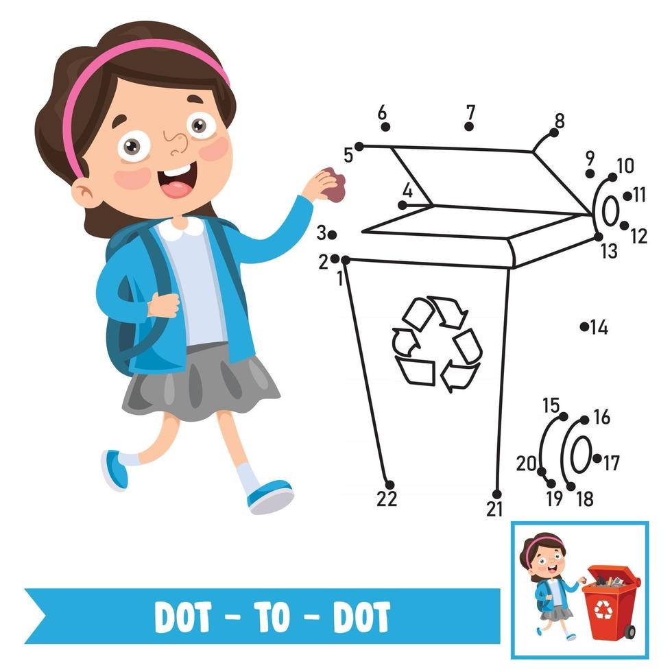 Dot To Dot Game Illustration For Children Education vector