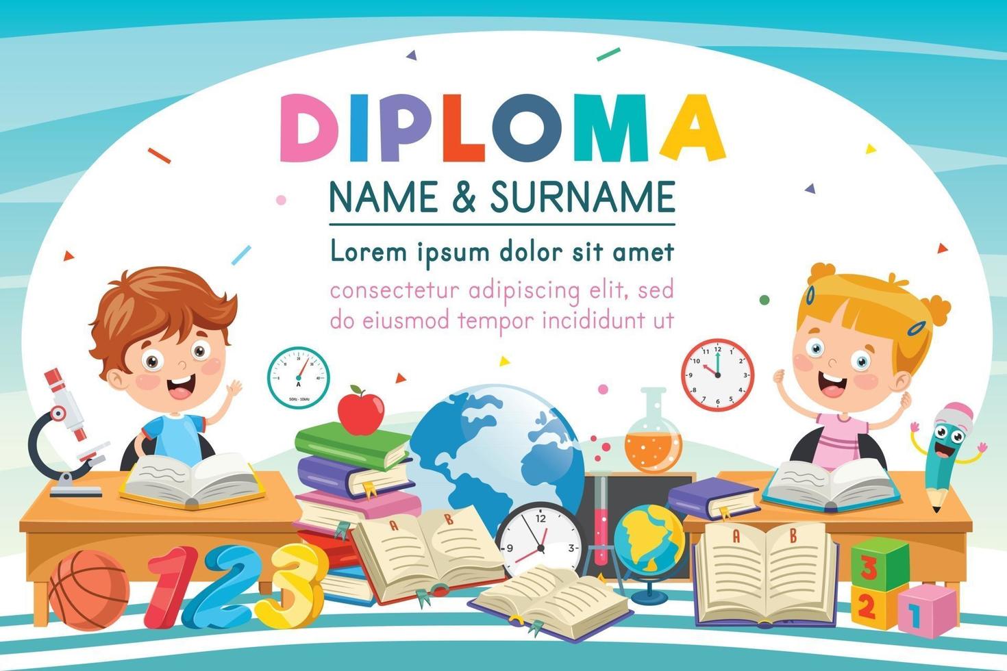 certificado de diploma para niños vector