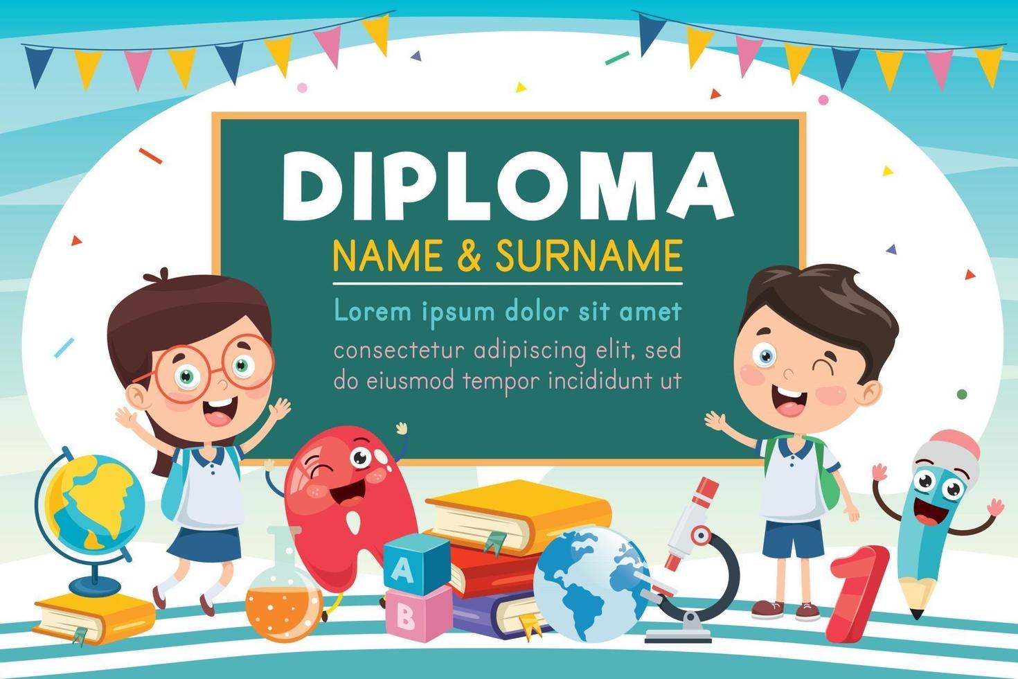 Diploma Certificate For Children vector