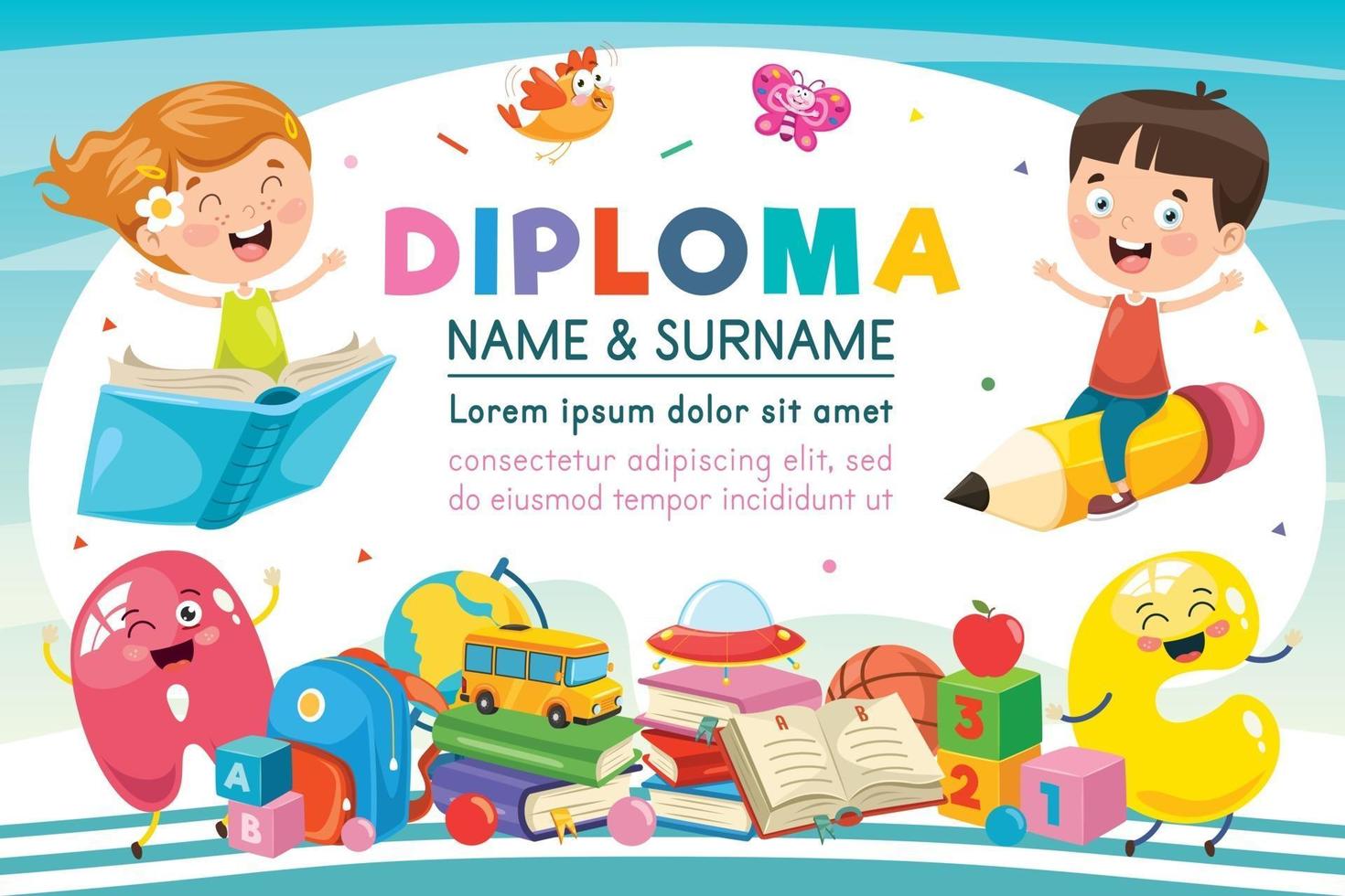 certificado de diploma para niños vector