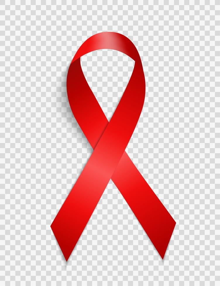 December 1 World AIDS Day Background. Red Ribbon Sign Isolated on Transparent Background. Vector Illustration