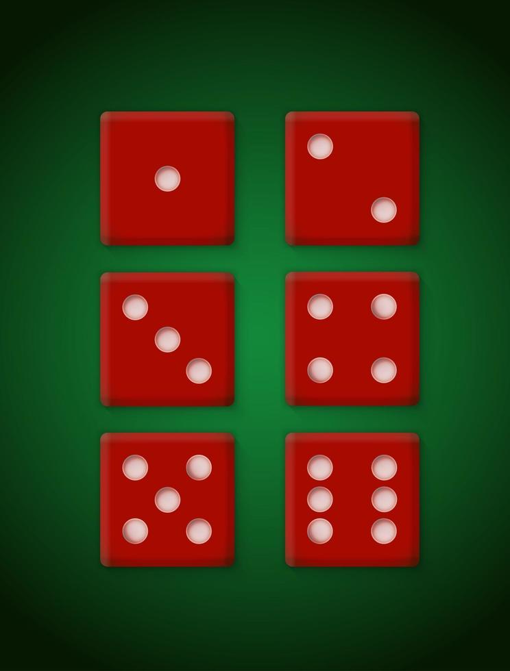 dados rojos de plástico para la ilustración de vector de casino