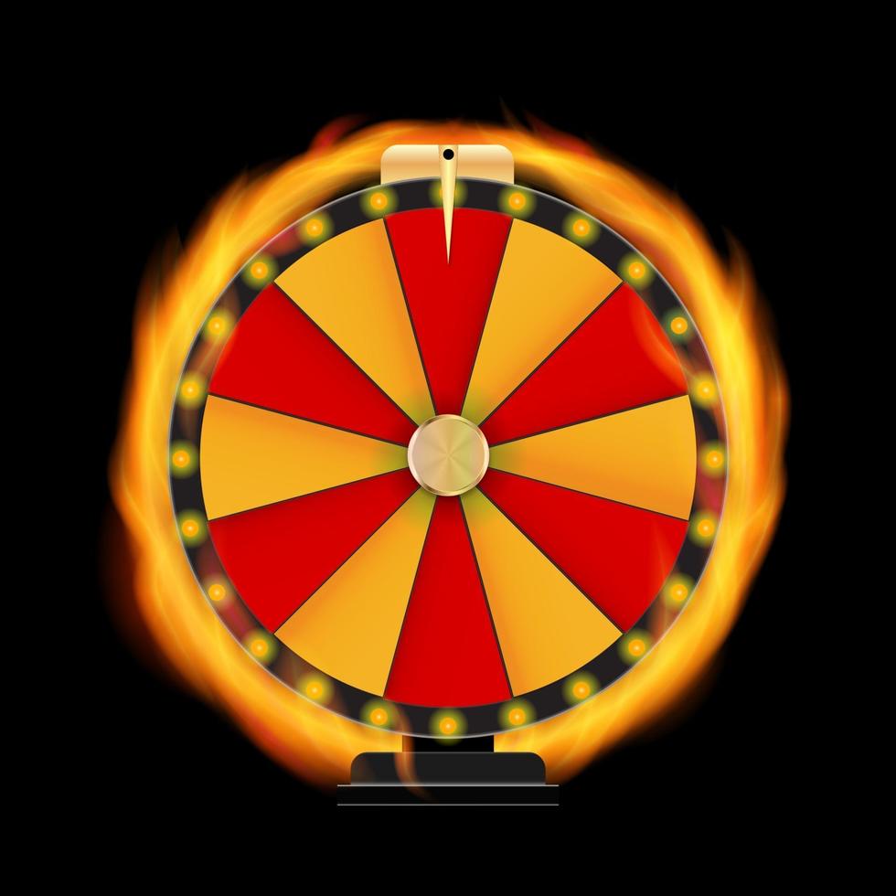 Naturalistic Fire Wheel of Fortune, Lucky Icon with Place for Text. Vector Illustration