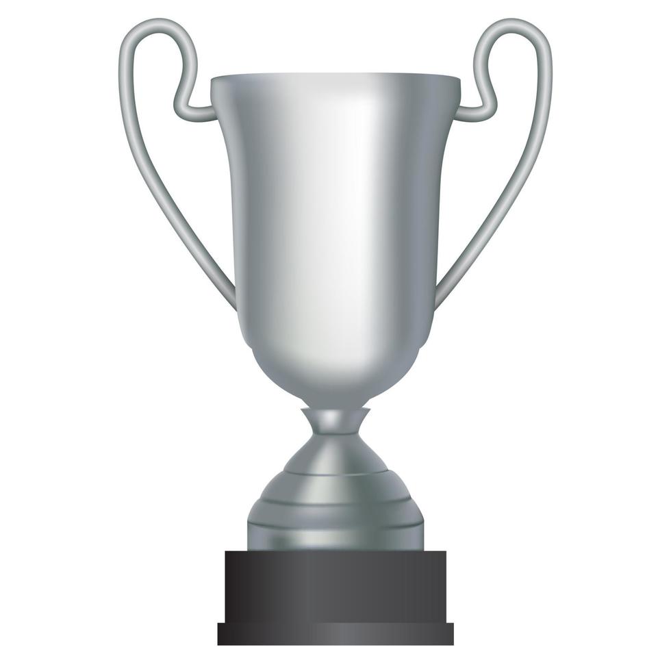 Silver winner cup second place on white background. Vector Illustration.