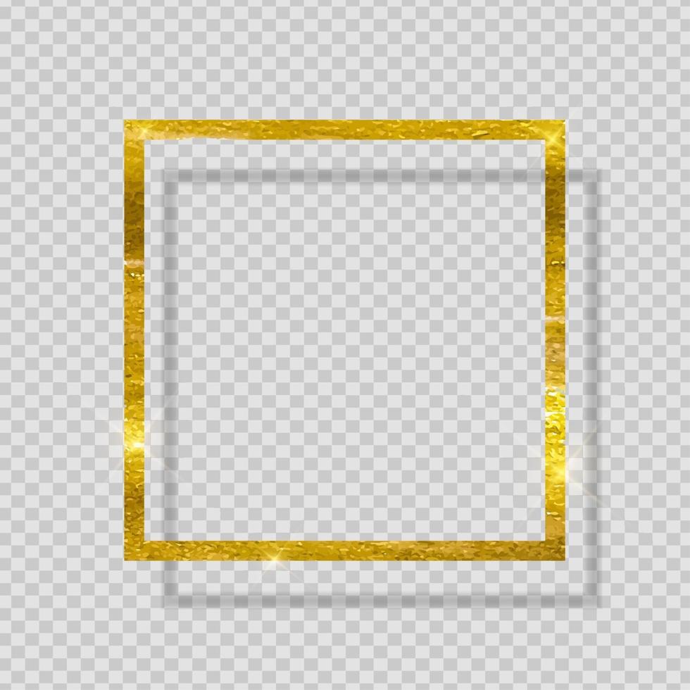 Gold Paint Glittering Textured Frame on Transparent Background. Vector Illustration