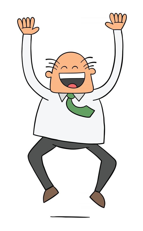 Cartoon Businessman Boss very Happy Vector Illustration