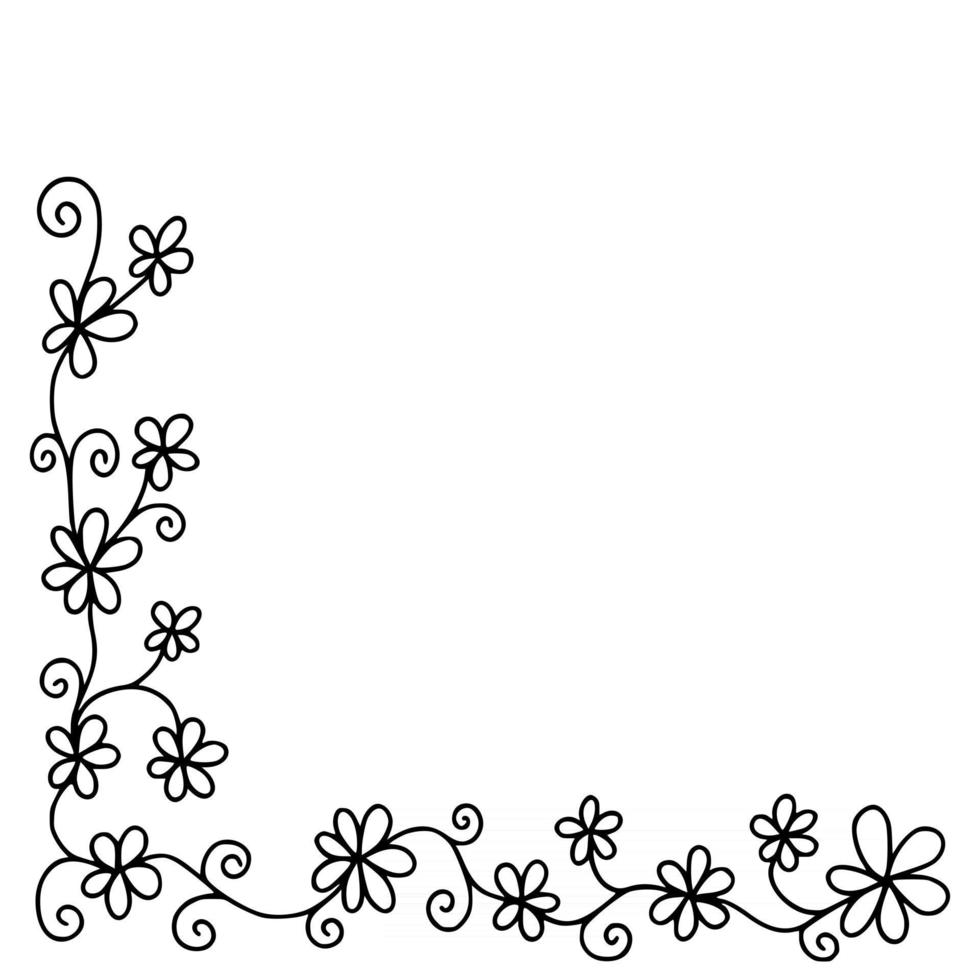 frontera floral del doodle de la margarita vector