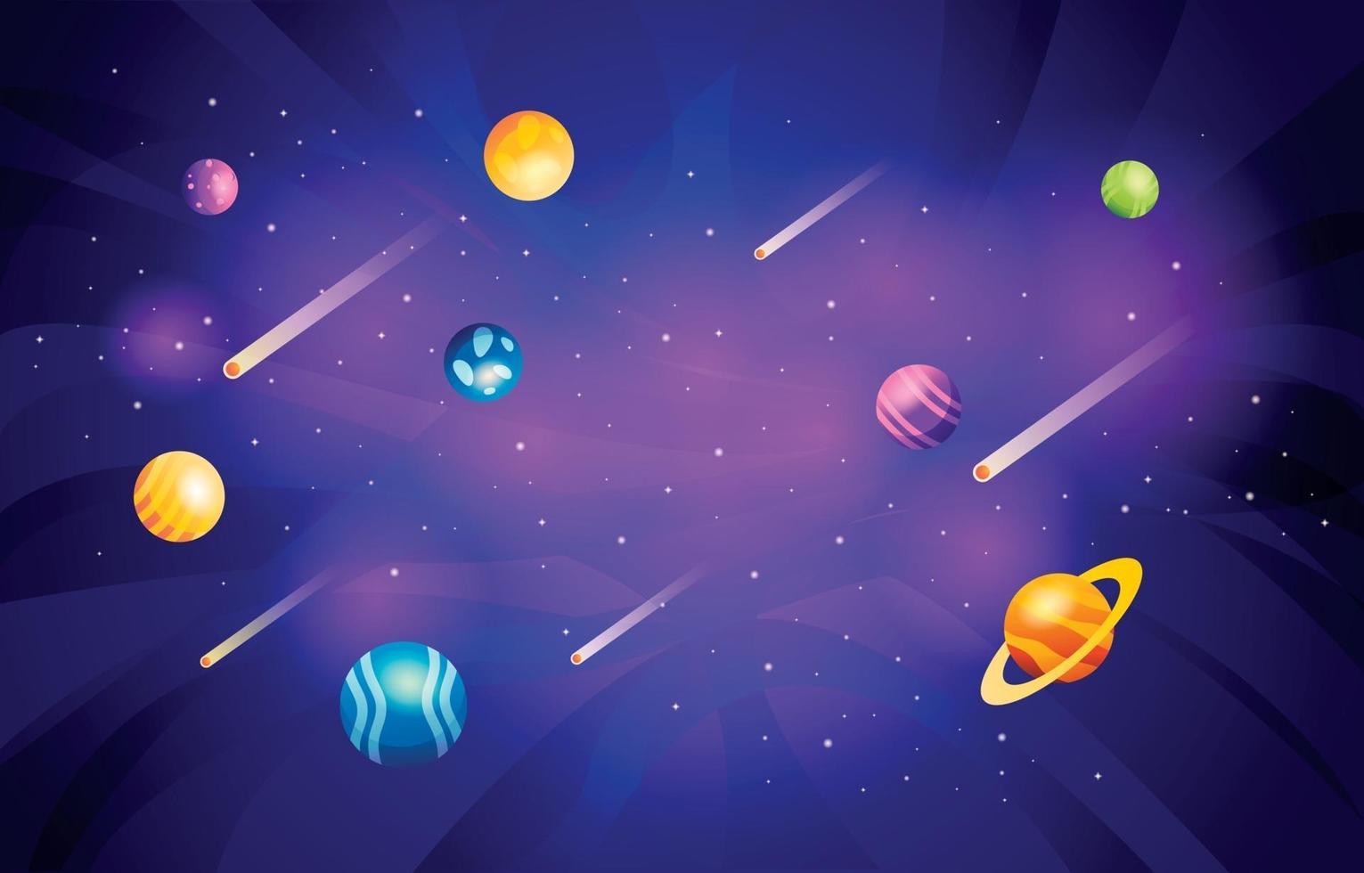 Space Planet with Meteor Background vector