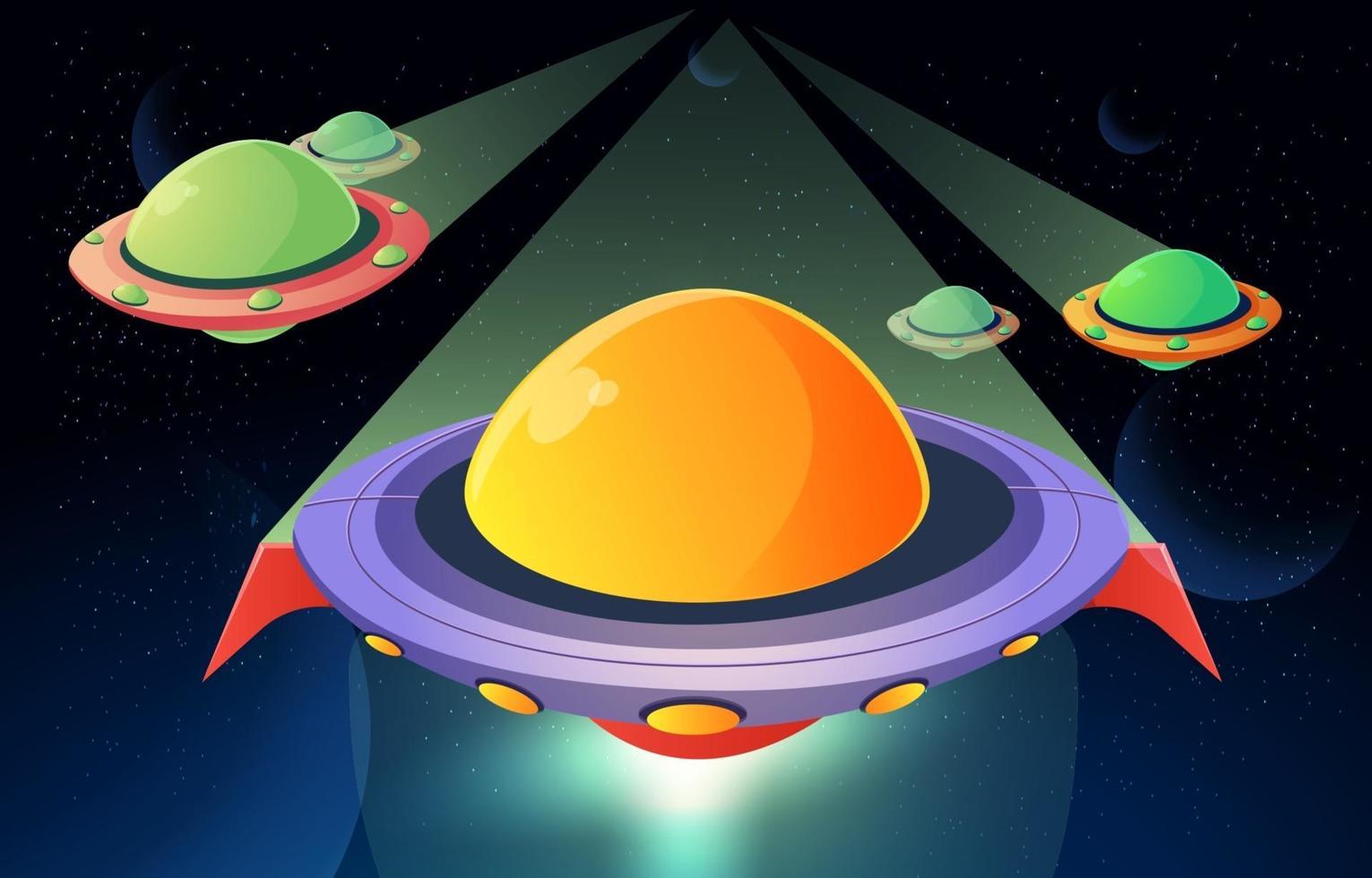 Group of UFO in Space vector