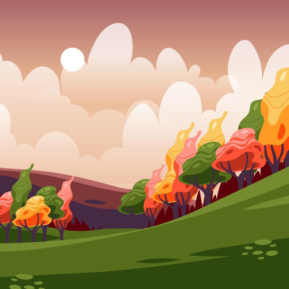 paisaje de otoño de montaña vector