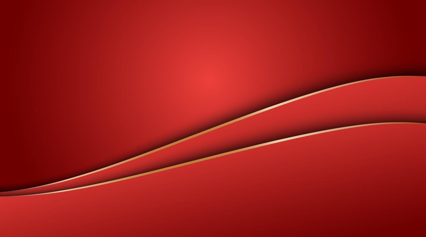 Red gradient abstract and gold curve background vector