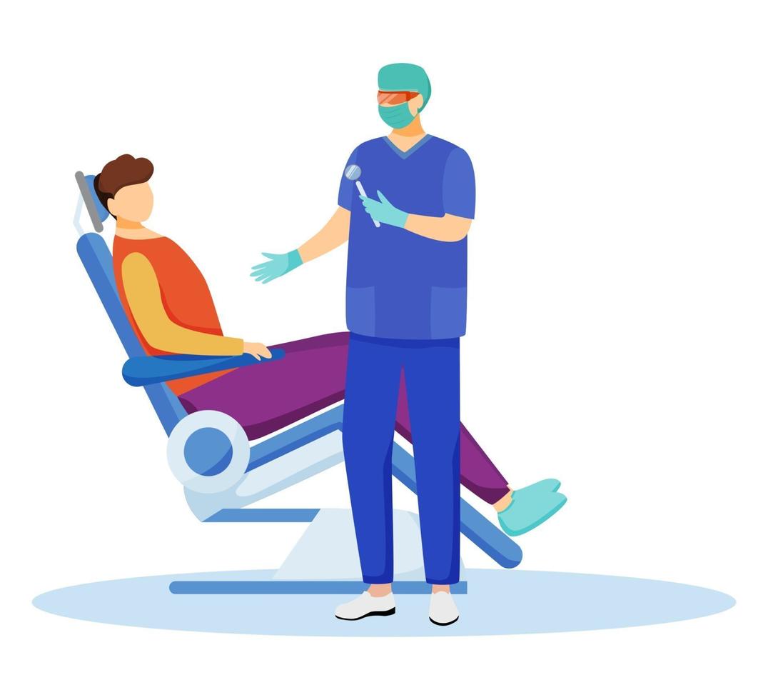 Ilustración de vector plano de dentista. odontología, procedimiento estomatológico. tratamiento y chequeo de los dientes. Estomatólogo con paciente en silla dental personajes de dibujos animados aislado sobre fondo blanco. 2823612 Vector en Ilustración de vector plano de dentista. odontología, procedimiento estomatológico. tratamiento y chequeo de los dientes. Estomatólogo con paciente en silla dental personajes de dibujos animados aislado sobre fondo blanco. 2823612 Vector en