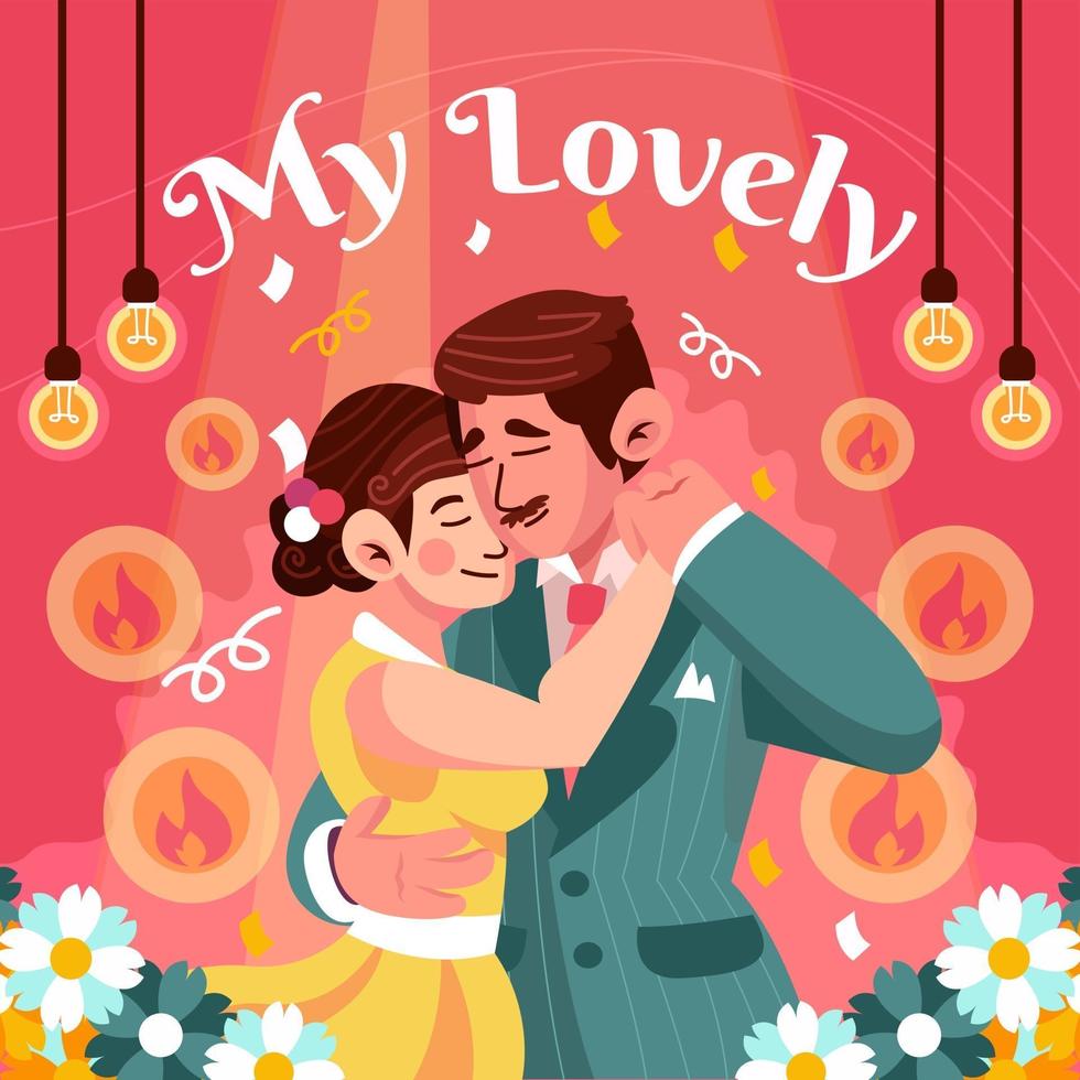 Husband and Wife Dancing with Love vector