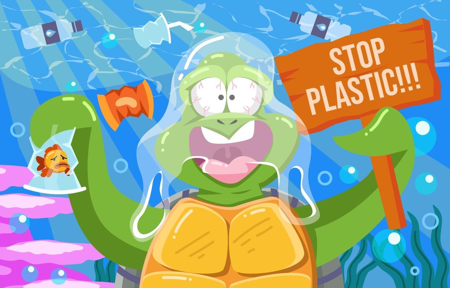 detener la campaña de plástico vector