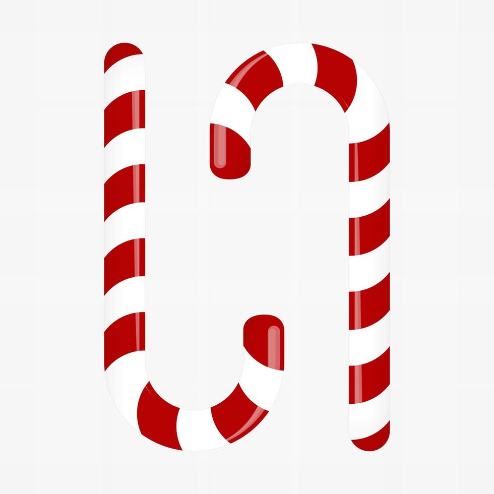 Sweet candy cane. Decoration for the new year. Vector Illustration.