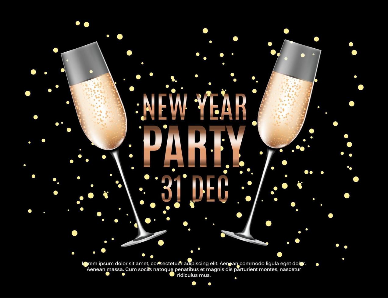Happy New Year Party 31 December Poster Vector Illustration