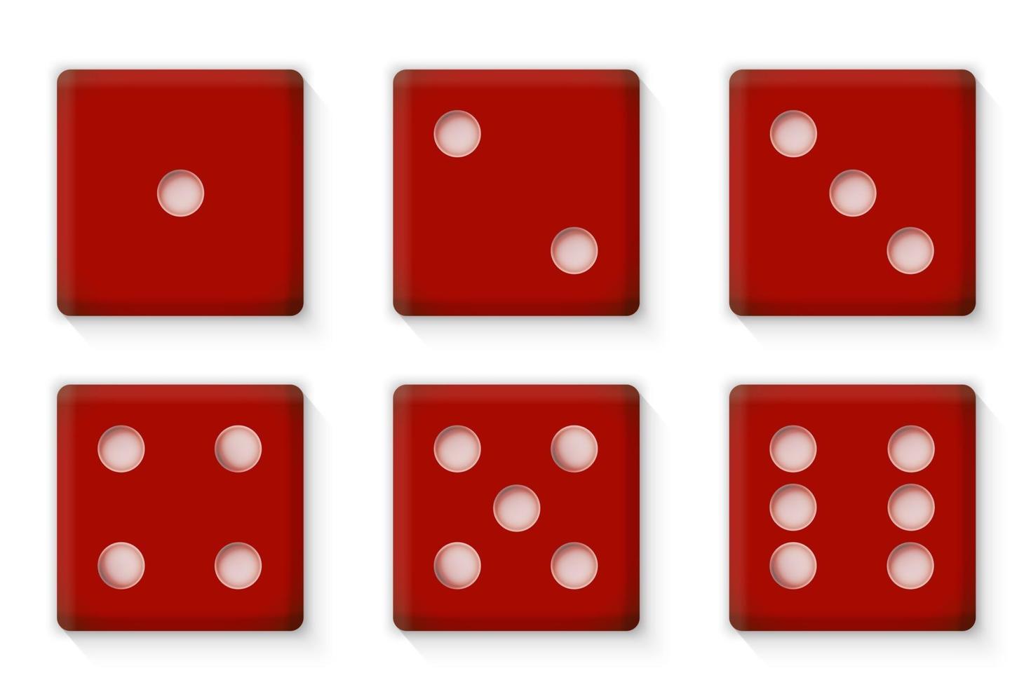 dados rojos de plástico para la ilustración de vector de casino