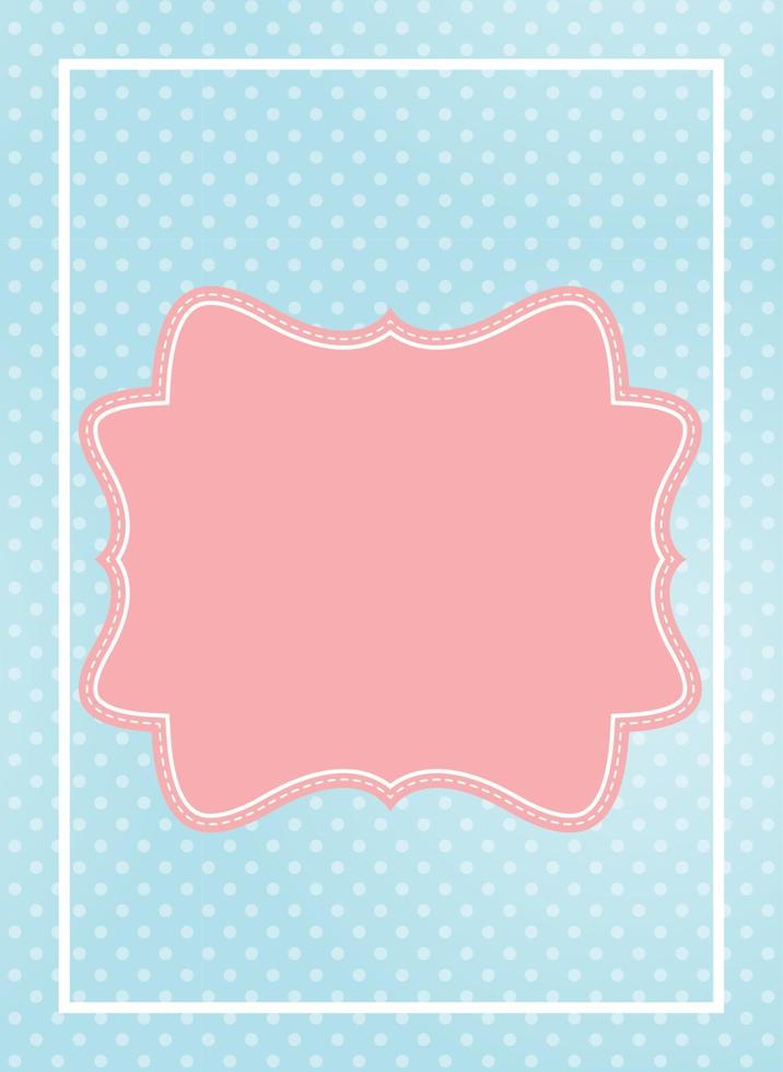 Cute Pink Frame in Blue Dotted Background Vector Illustration