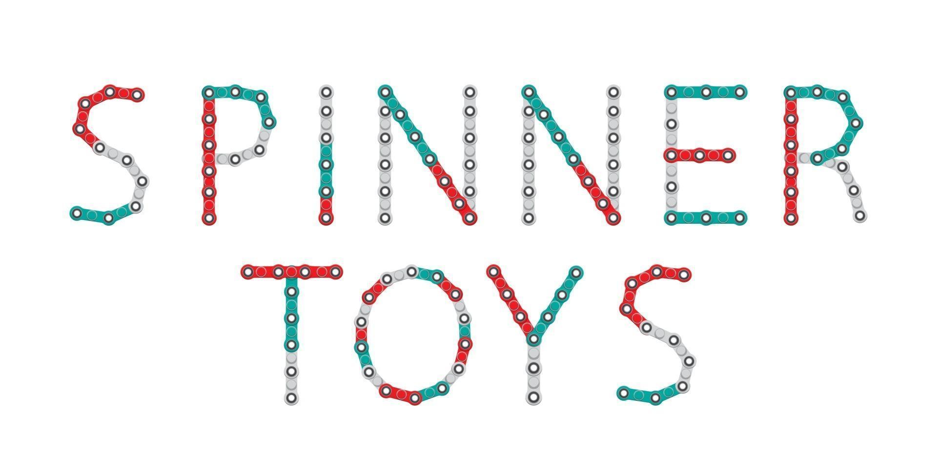 Word from Spinners. New popular anti-stress toy. Vector Illustration.