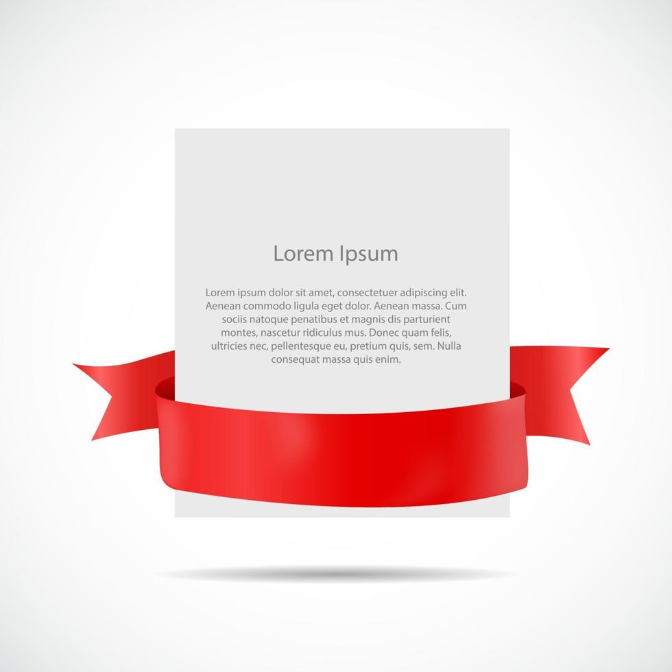 White Blank Card Template with Ribbon. Vector Illustration
