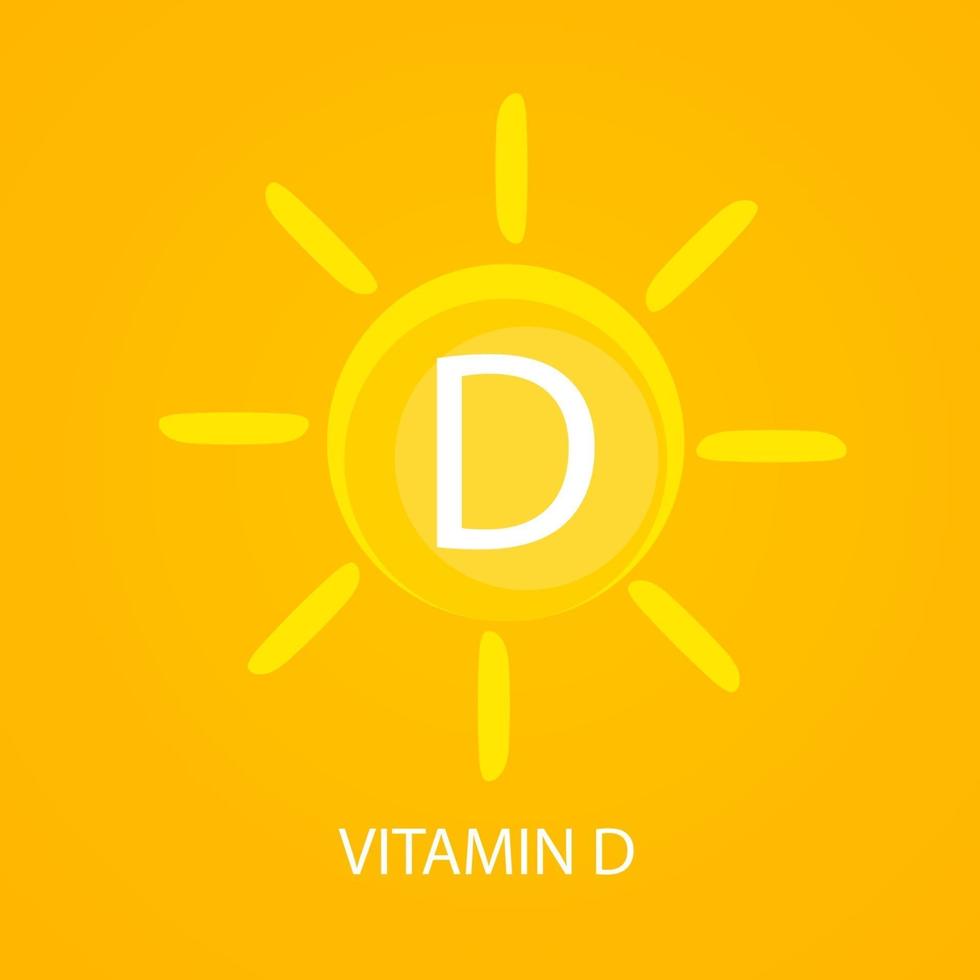 Vitamin D Icon with Sun Vector Illustration