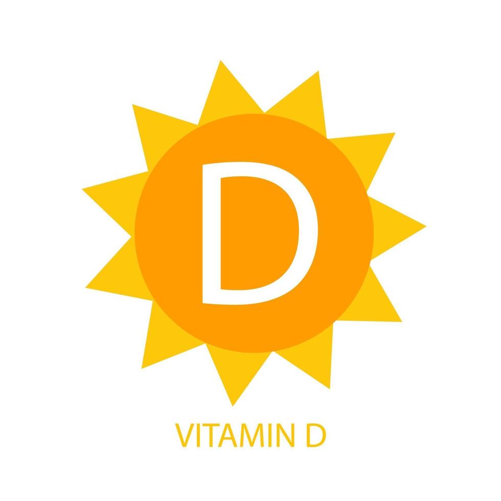 Vitamin D Icon with Sun Vector Illustration