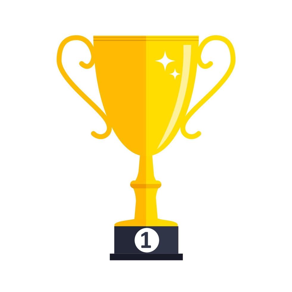 Concept on Success. Gold Trophy Cup Award Icon. Vector Illustration