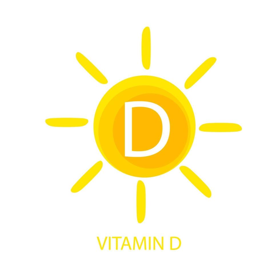 Vitamin D Icon with Sun Vector Illustration