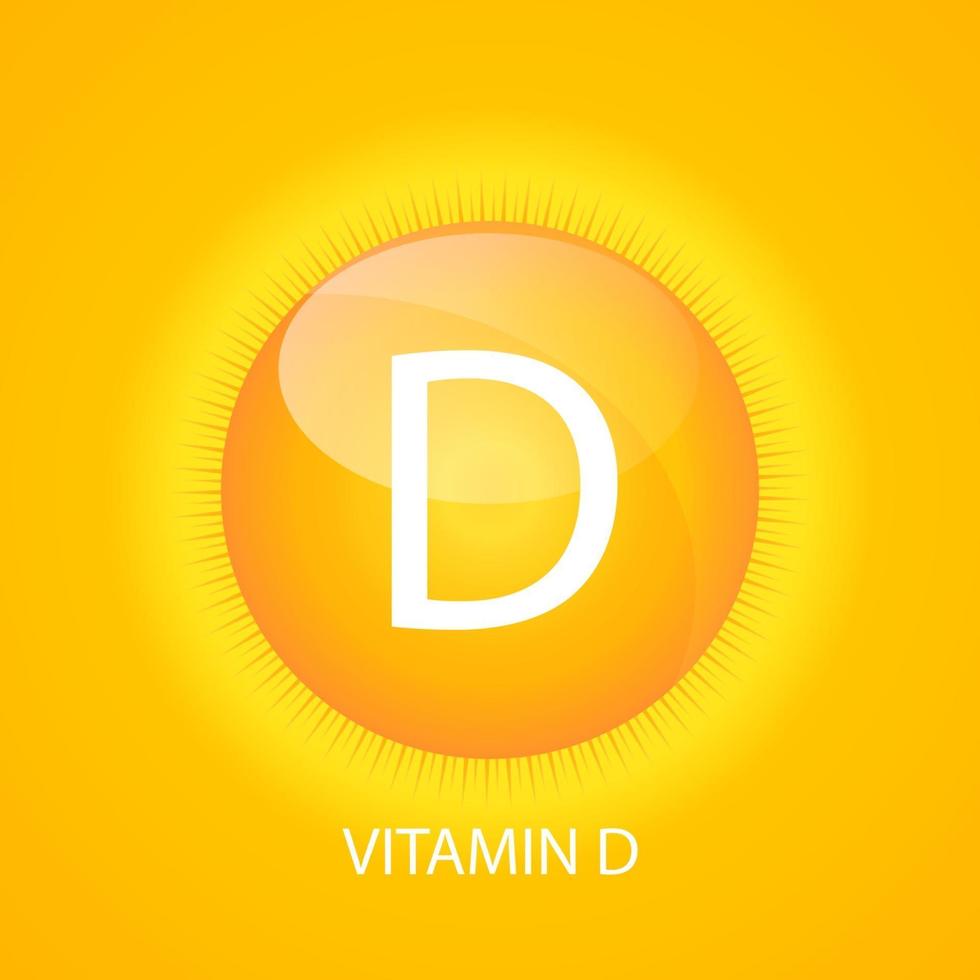 Vitamin D Icon with Sun Vector Illustration