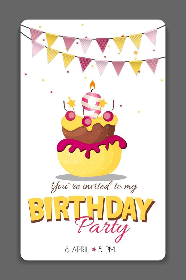 Birthday Party Invitation Card Template Vector Illustration