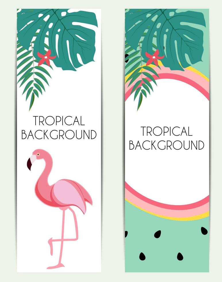 Cute Summer Abstract Background with Pink Flamingo Vector Illustration