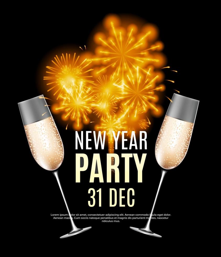 Happy New Year Party 31 December Poster Vector Illustration
