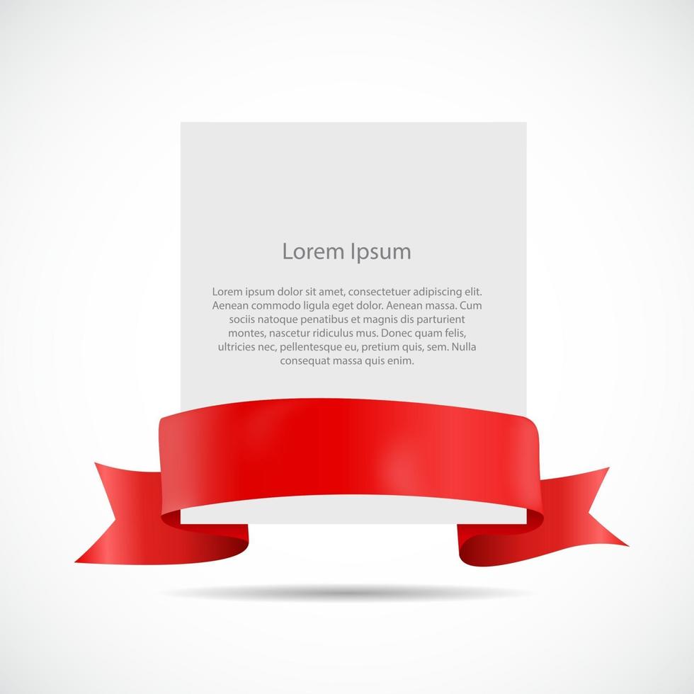 White Blank Card Template with Ribbon. Vector Illustration
