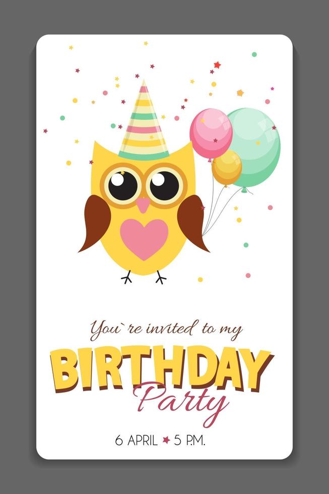 Birthday Party Invitation Card Template Vector Illustration