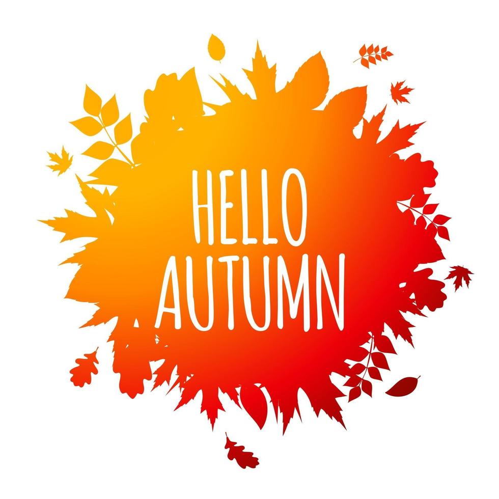 Shiny Hello Autumn Natural Leaves Background. Vector Illustration