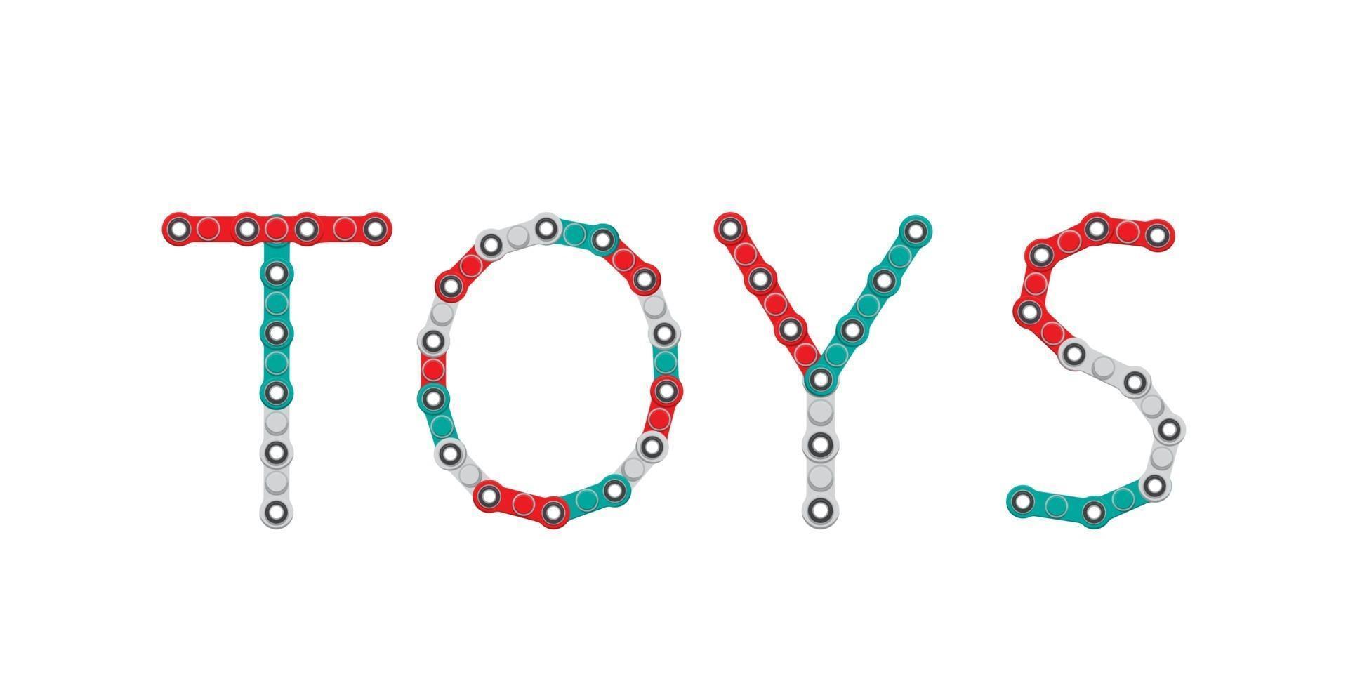Word from Spinners. New popular anti-stress toy. Vector Illustration.