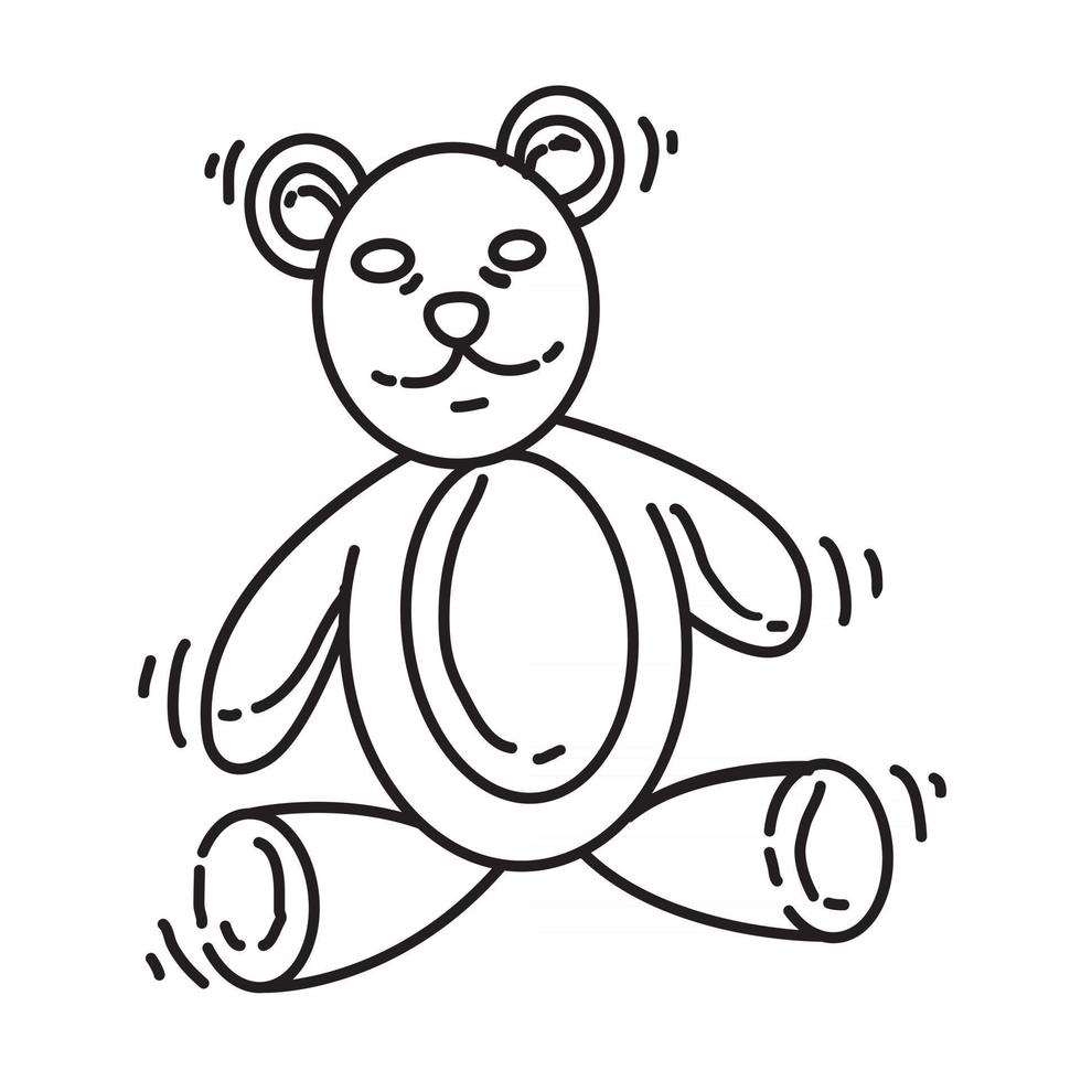 Playground kids doll bear ,playing,children,kindergarten. hand drawn icon set, outline black, doodle icon, vector icon