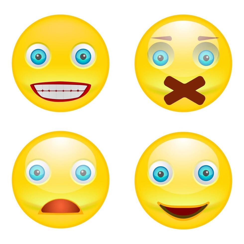 Set of yellow smiley face vector