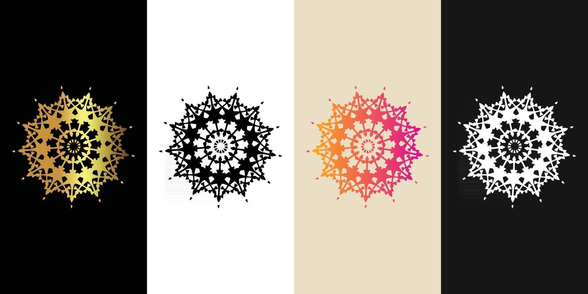 Mandala Decorative And Ornamental Black in white  and Golden Abstract Colorful design Collection vector