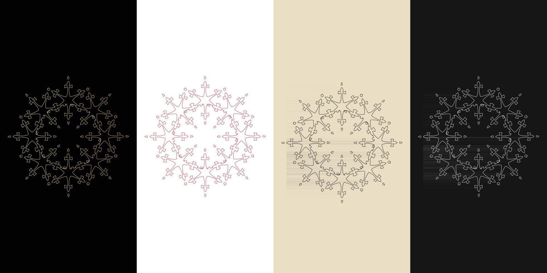 Mandala Decorative And Ornamental Black in white  and Golden Abstract Colorful design Collection vector