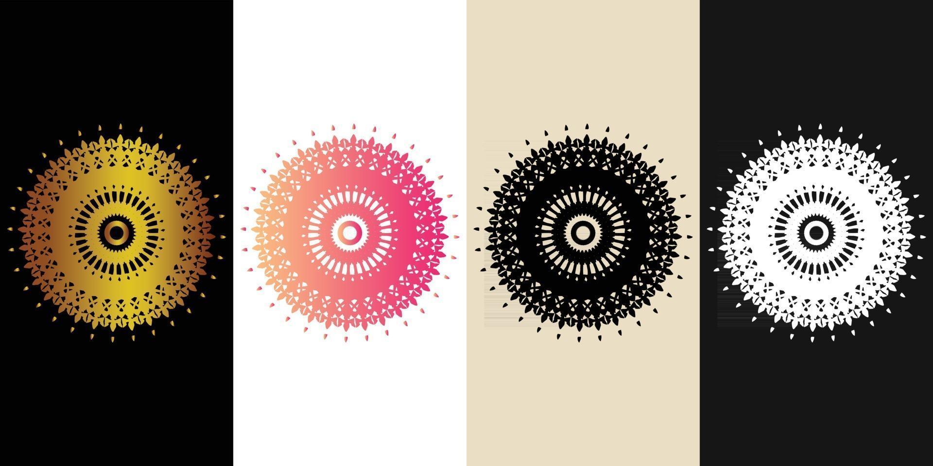 Mandala Decorative And Ornamental Black in white  and Golden Abstract Colorful design Collection vector