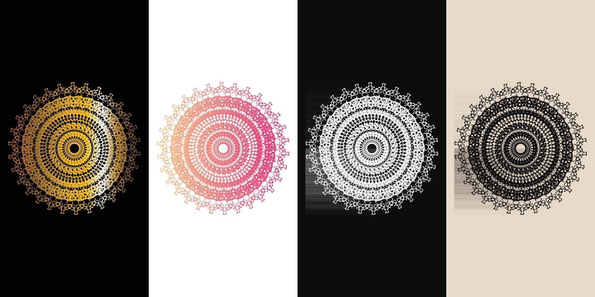 Mandala Decorative And Ornamental Black in white  and Golden Abstract Colorful design set Collection vector