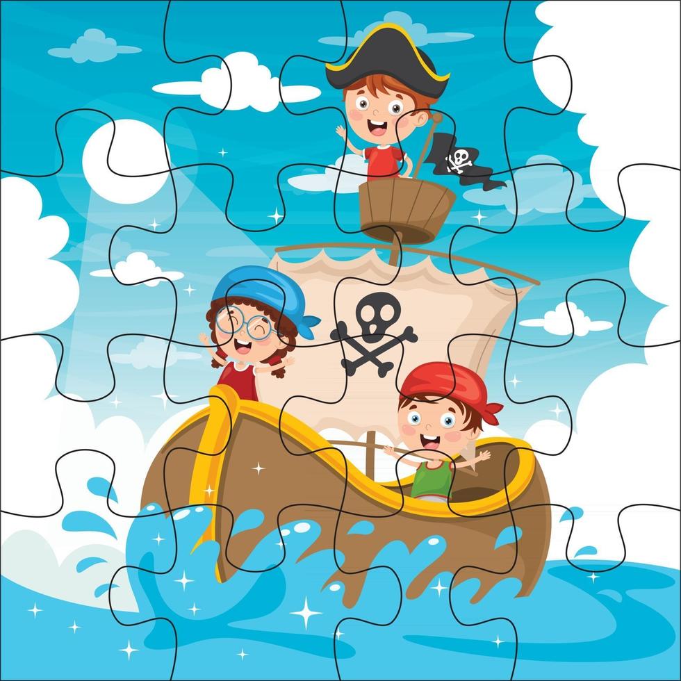 Puzzle Game Illustration For Children vector